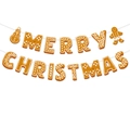 Gingerbread style Merry Christmas banner with snowman icons for festive party decoration - Merry Christmas Letter Banner (J-0127-2)