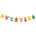 Glitzerndes Feliz Navidad Banner mit bunten Rentier-, Baum- und Socken-Dekorationen - Zubehör-Banner (Y-00149-4)