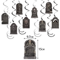 Lot de 9 décorations d'Halloween pierres tombales avec spirales pour fête à thème RIP - Décorations Suspendues en Spirale (Y-00122-1)