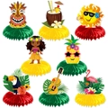 Set di 8 centrotavola a nido d'ape per festa hawaiana con tiki e fenicottero - Set di Centrotavola a Nido d'Ape