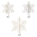 Set di 6 ornamenti a fiocco di neve 3D bianchi con design traforato per l'albero di Natale - Fiocchi di neve 3D assortiti