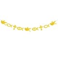 Glittering golden cross and ichthys fish banner for baptism and religious party decor - Symbols Accessory Banner