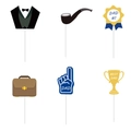 Set di 6 accessori per foto festa del papà con cravatta, pipa, trofeo e medaglie - 6 pz Decorazioni per Torte