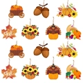 Assortimento di decorazioni in legno per il Ringraziamento con zucche e tacchini - 14 Pezzi/Confezione / Tema Autunnale Multicolore