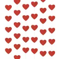 Close-up of glittery red heart hanging garlands for romantic Valentine wedding party decoration - Glitter Red Style