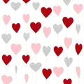 Glittery heart garland in red, pink, and silver for Valentine wedding party decor - Red + Pink + Glitter Silver