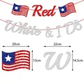 Detailed size specifications for Red White & I Do glitter patriotic party banner - Red White & I Do Style