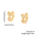 Chic heart-shaped gold hoop earrings featuring geometric micro-pave cubic zirconia stones - Gold Double Heart Style (E01233-16) / Gold