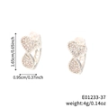 Silver-finish heart stud earrings featuring white cubic zirconia in geometric design - Silver Streamlined Double Heart (E01233-37) / Silver