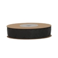 Roll of black heart-shaped satin ribbon on brown cardboard spool for gift wrapping - Black