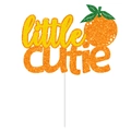 Sparkling orange little cutie cake topper for baby shower and first birthday party - Large Cake Topper (Y-00033-3)