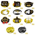 Graduation party hanging swirl set with black and gold cap and diploma cutout props - Graduation 15pcs Set Hanging Decor (Y-00094)