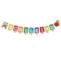 Schulkind pencil banner with school bus and apple for German back to school party - Schulkind Letter Banner