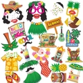 Hawaiian Tiki party photo booth props kit with Aloha signs and tropical summer decorations - One Size / Hawaii Theme