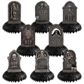 Lot de 8 centres de table pierres tombales en nid d'abeille avec motifs d'Halloween - Centres de Table Alvéolés (Y-00122-2)
