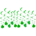 Metallic green spiral shamrock hanging decorations for St. Patrick's Day party decor - PVC / Glossy Shamrock Swirl
