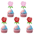Glitter rose cake toppers in pink and red colors for birthday and wedding party desserts - Red And Pink Mixed Rose