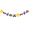 Glitzerndes Happy Father's Day Banner mit Bierkrug und Fliege Partydekoration - Muster Zubehör Banner