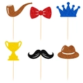 6-teiliges Happy Father's Day Glitzer-Fotorequisiten-Set mit Pfeife und Krone - Kleiner Einstecker