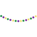 Glittery purple green and gold circle banner with fleur-de-lis for Mardi Gras party decor - Dots and Fleur-De-Lis Garland