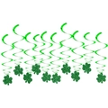 Green St. Patrick's Day shamrock swirl decorations with glitter finish for party decor - Glitter Paper / Glitter Shamrock Swirl