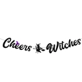 Striscione Cheers Witches glitterato nero con cappello viola per decorazioni di Halloween - Striscione Cheers Witches