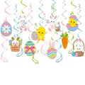 Easter spiral hanging swirl set with cartoon bunnies, chicks, and colorful eggs decor - Easter Cartoon Element Spiral Hanging Decoration Set (Y-00060)