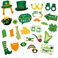 24-teiliges St. Patrick's Day Foto-Requisiten-Set mit grünen Hüten und Kleeblättern - St. Patrick's Day Party-Requisiten-Set