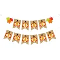 Give Thanks Thanksgiving banner with turkey and maple leaf decorations for party - Banner (Y-00133- 4)