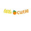 Glittery gold Little Cutie banner with orange fruit for baby shower and first birthday - Little Cutie Letter Banner (Y-00033-1)