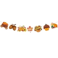 Fall themed birthday banner featuring pumpkin, acorn and turkey hanging decorations - Autumn Elements Accessory Banner (J-0120-3)