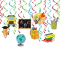 Bunte Einschulung Hängedekoration mit Schulbus und Globus Motiven für Klassenzimmer - Set Mit Einzel- Und Doppelspiral-Hängedekorationen