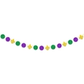 Glinsterende paarse groene gouden Mardi Gras slinger met cirkel- en leliehangers - Pailletten Ronde Fleur-de-lis Slinger