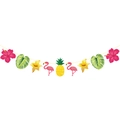 Tropische Aloha partijbanner met roze flamingo's, palmbladeren en gouden ananas decor - Accessoires Banner (Flamingo/Ananas/Hibiscus)