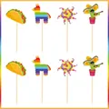 Mexican UNO 1st birthday cupcake toppers set with taco piñata and cactus designs - Cupcake Topper Set
