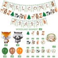 Jungle animals baby shower decorations set with banners, balloons and cake toppers - Forest Animal Party Decoration Set