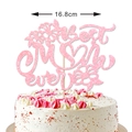 Pink glittery Best Mom Ever cake topper with floral design and 16.8cm width measurement - Best Mom Ever Large Cake Topper