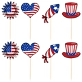 Decorazioni per cupcake del 4 luglio con gnomi e motivi della bandiera americana - Topper Piccoli (Y-00107-4)