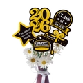 Afstudeer vaasdecoraties 2026 in zwart en goud glitter voor feestelijke versiering - Goud
