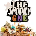 Topper per torta glitterato 'THE SPOOKY ONE' con fantasma su torta al cioccolato Halloween - Topper per torta