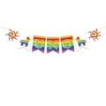 Colorful Fiesta UNO banner for 1st birthday party with piñata patterns and star charms - UNO Letter Banner