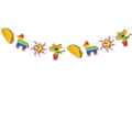 Mexican Fiesta banner with tacos, pinatas, and cactus for UNO 1st birthday party decor - Fiesta Elements Accessory Banner