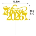 Decoración dorada 2026 Cheers para tartas con copas de cóctel y medidas - Topper Grande (Cheers 2026)