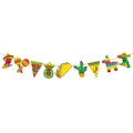 Banderole mexicaine colorée avec taco, cactus et piñata pour décoration de fête d'anniversaire - Bannière d'Accessoires à Motifs