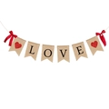 Jute-Girlande Love mit roten Glitzerherzen und Schleifen für die Valentinstag-Dekoration - LOVE Banner