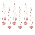 Dettaglio pendente a spirale oro rosa con cuore rosa Love per decorazioni di San Valentino - Rosa