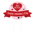 Detail of Be Mine Valentine's Day cupcake topper with heart design and support stakes - BE MINE Large Cake Topper (Y-00040-1)