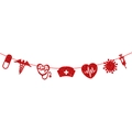 Ghirlanda infermiera glitter rossi con stetoscopio a cuore e icone mediche per feste - Banner Icone Elementi Medici