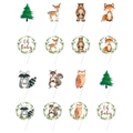 Decorazioni per torte animali della foresta con scritta Oh Baby per feste baby shower - Piccolo cartellino a inserimento