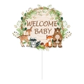 Decorazione baby shower a tema animali della foresta con ghirlanda verde e orsetto - Topper per torta